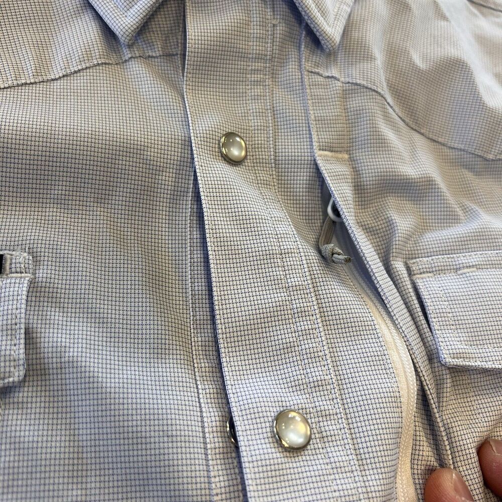 Poncho Men’s Pearl Snap Long Sleeve Lightweight Breathable Shirt Size XL Blue - Picture 6 of 11